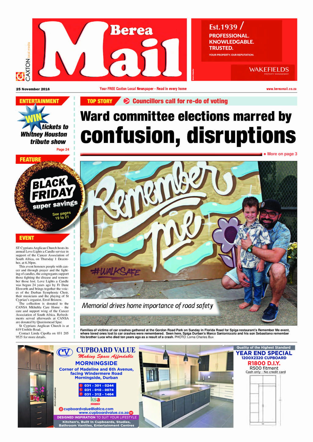 Berea Mail 25 November 2016 page 1
