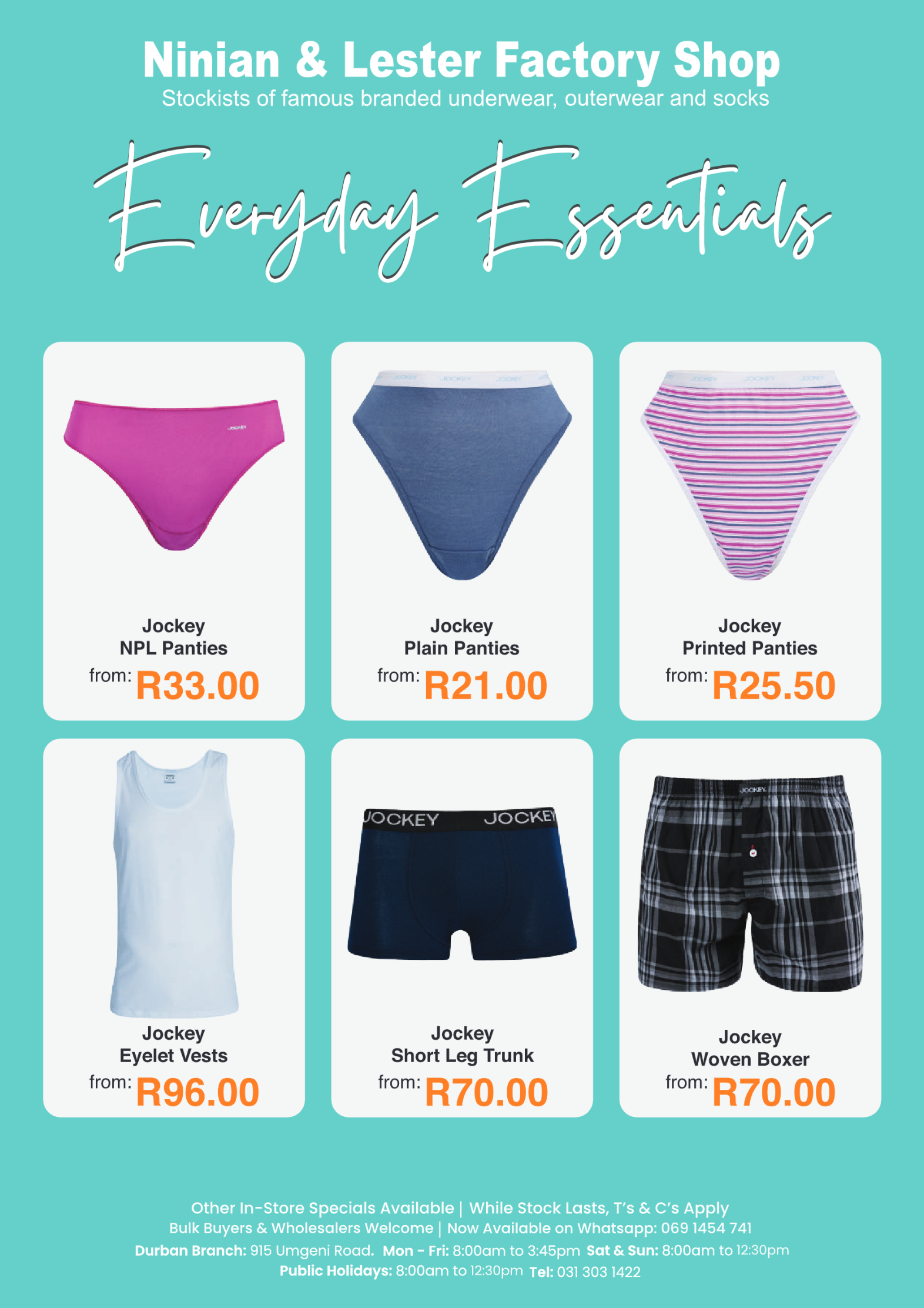 Ninian and Lester Factory Shop Everyday Essentials page 1